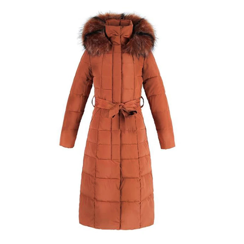 Women's Long Parkas with Fur Hat