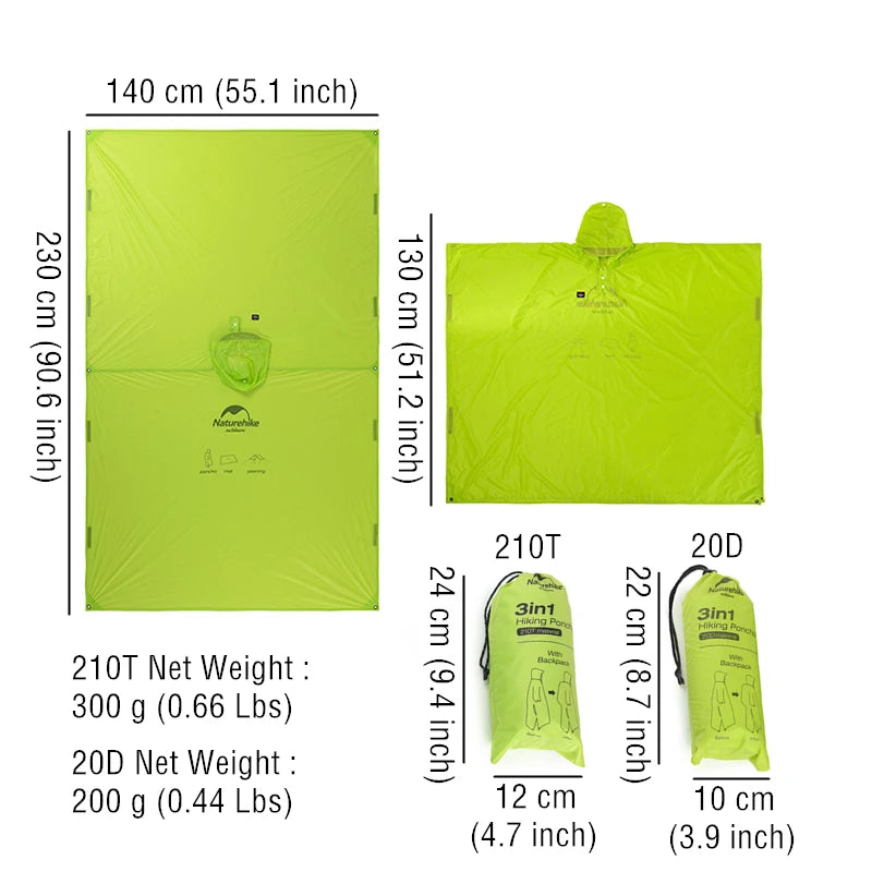 3 in one Lightweight Portable Waterproof pOncho