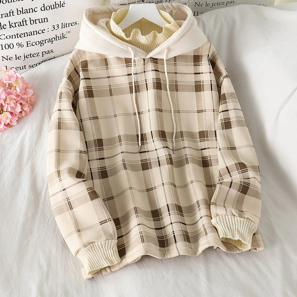 Women's Harajuku Plaid Oversized Hoodie