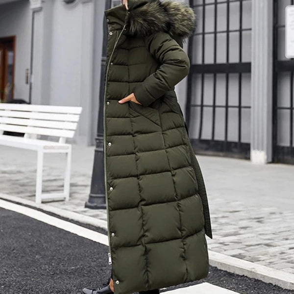 Women's Long Parkas with Fur Hat