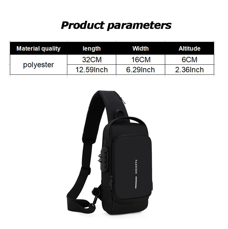 Anti Theft USB Shoulder Bag