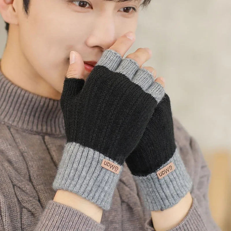 Men's Half Finger Knitted Gloves