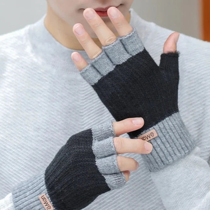 Men's Half Finger Knitted Gloves