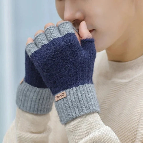 Men's Half Finger Knitted Gloves