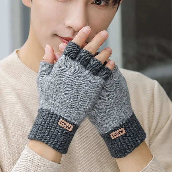 Men's Half Finger Knitted Gloves