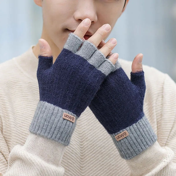 Men's Half Finger Knitted Gloves