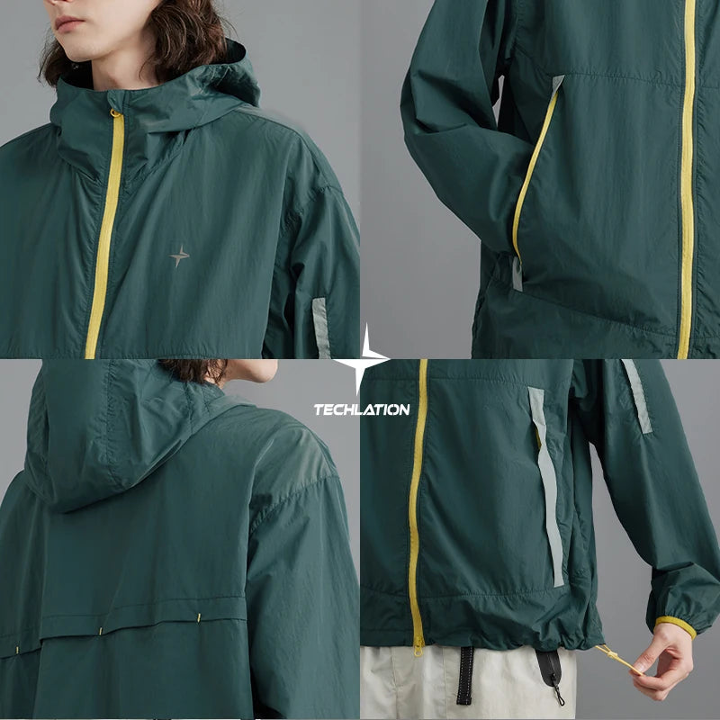 Outdoor Stand-Collar Double Hooded Zipper Jacket