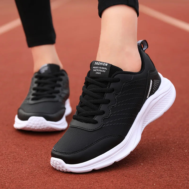 Women's Waterproof Leather Chunky Sneakers