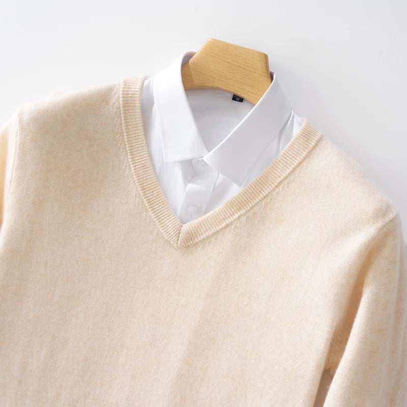 Men's 100% Merino Wool V-Neck Sweater