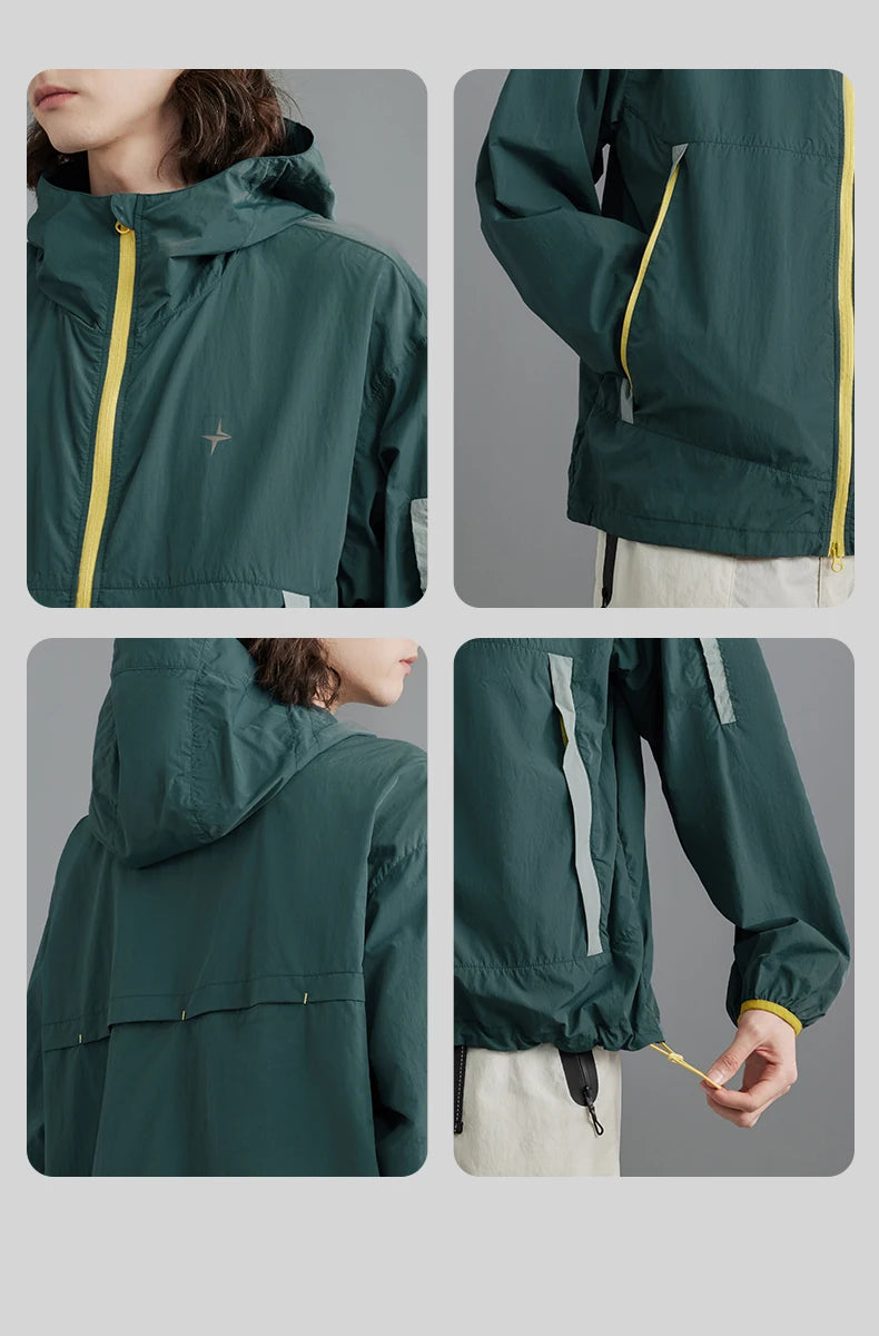 Outdoor Stand-Collar Double Hooded Zipper Jacket